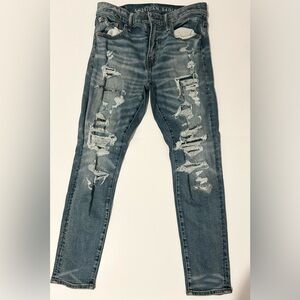 American Eagle Outfitters Ripped Blue Skinny Jeans